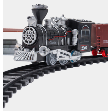 Trenulet Electric pentru Copii, Locomotiva cu Vagon, Sine, Lumini și Sunete, Set Feroviar cu Accesorii, 3+ Ani [2]