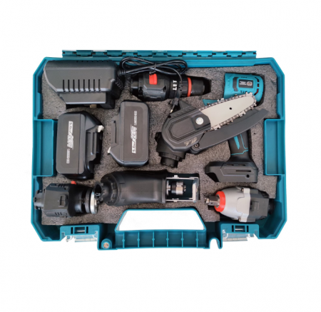 Trusa 5 in 1, Capete Interschimbabile, German Meister, cu 2 Acumulatori, 36V, 5Ah, (Mini drujba, Autofiletanta, Pistol Impact, Flex, Fierastrau Sabie) [9]