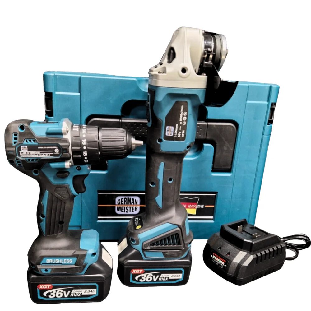 TOATE PRODUSELE - Trusa Autofiletanta cu Percutie + Polizor Unghiular / Flex, cu 2 Acumulatori 36V 8AH