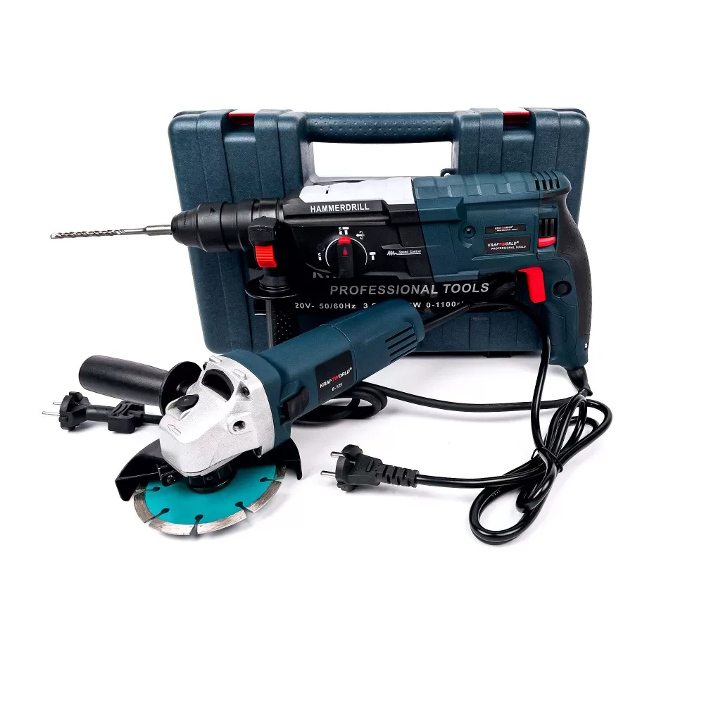 TOATE PRODUSELE - Trusa Ciocan Rotopercutor 1600W si Polizor Unghiular Flex 1400W, KraftRoyal