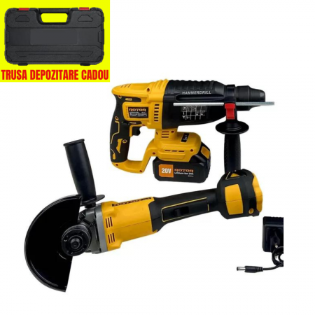 TOATE PRODUSELE - Trusa Ciocan Rotopercutor + Polizor Unghiular Flex cu 2 Acumulatori 24V 6AH