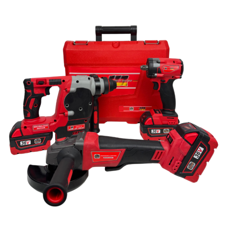 TOATE PRODUSELE - Trusă German Meister 3-în-1, Brushless, cu 2 Acumulatori 36V 8Ah, Ciocan Rotopercutor + Impact + Flex, Încărcător și Valiză