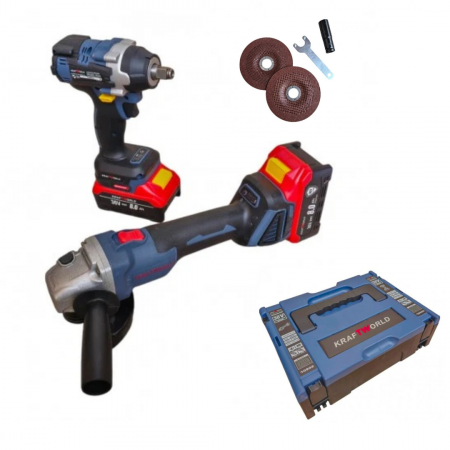 Trusa KraftWorld Masina cu Impact + Polizor Unghiular / Flex, cu 2 Acumulatori 36V 8AH [1]