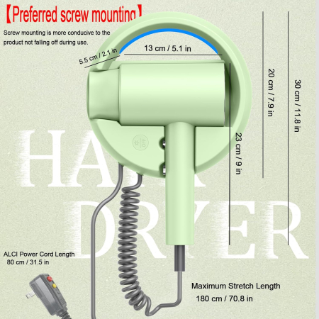 Uscator de Par cu Montare pe Perete, lumina albastra, Cablu cu arc spiralat, Andowl Q-F002 [6]