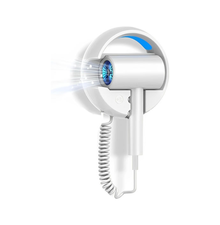 CADOURI FEMEI - Uscator de Par cu Montare pe Perete, lumina albastra, Cablu cu arc spiralat, Andowl Q-F002