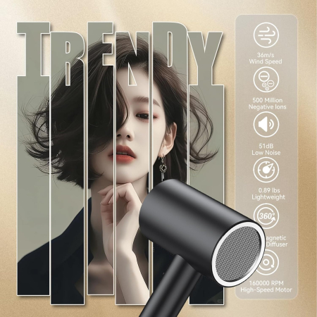 Uscator de Par cu Montare pe Perete, lumina albastra, Cablu cu arc spiralat, Andowl Q-F002 [7]