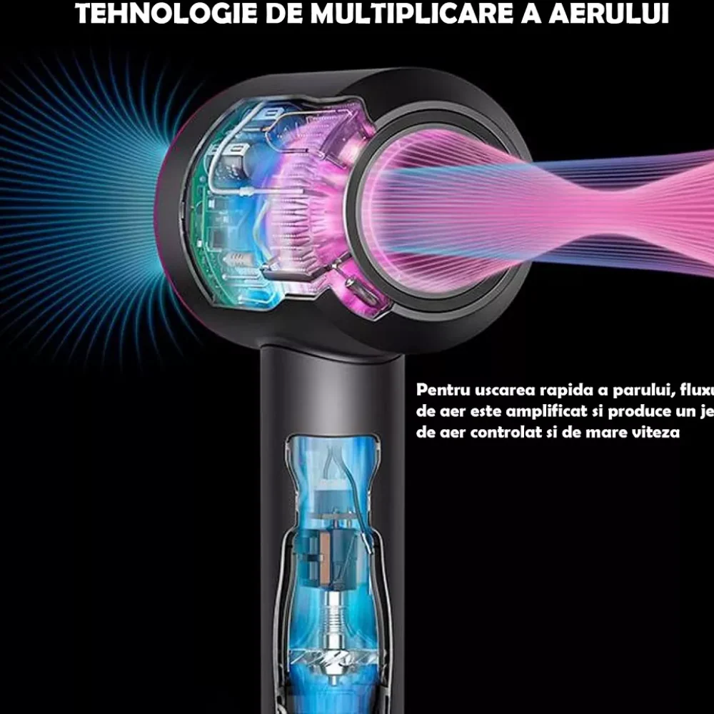 Uscator de par profesional, motor digital 1600W, 5 accesorii, duze magnetice, ionizare, 3 trepte temperatura [3]