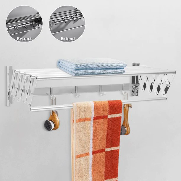 Uscator rufe din aluminiu, retractabil, cu prindere in perete 70cm [2]