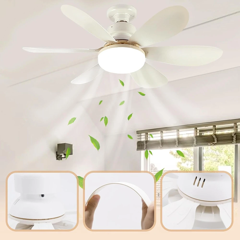 Ventilator de Tavan cu Lumina LED si Telecomanda, tip E27, 3 Viteze, Iluminare Reglabila, Timer Sleep, 40W [1]