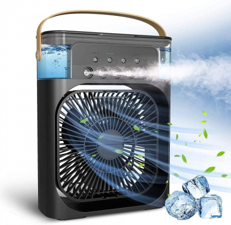 Ventilator portabil 3 în 1 cu pulverizare: racorire, umidificare și iluminare în 7 culori [11]