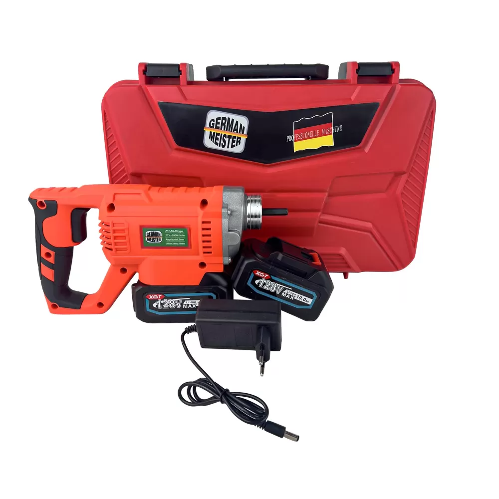 Vibrator pentru Beton German Meister, cu 2 Acumulatori 128V 10Ah, Cu/Fara Lance 35mm*1.5M [3]