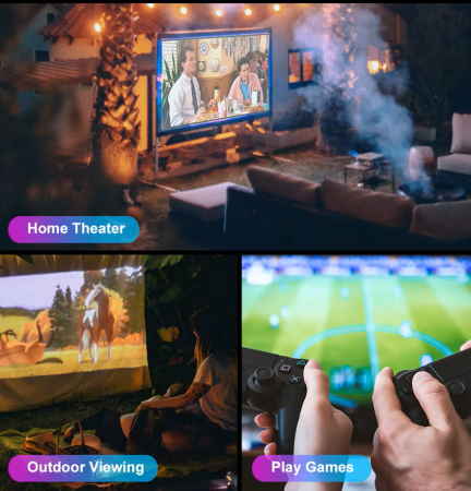 Videoproiector LED Full HD 1080p, 500 ANSI lumeni, Android 11, portabil, 1kg, distanta proiectie 1-6 metri, contrast 3000:1, boxa integrata, proiectie filme [8]