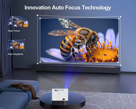 Videoproiector LED Full HD 1080p, 500 ANSI lumeni, Android 11, portabil, 1kg, distanta proiectie 1-6 metri, contrast 3000:1, boxa integrata, proiectie filme [10]