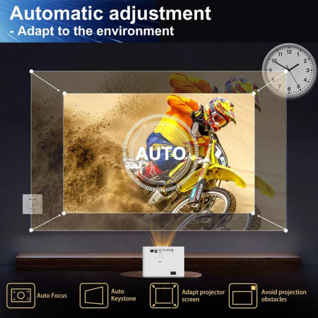 Videoproiector LED Full HD 1080p, 500 ANSI lumeni, Android 11, portabil, 1kg, distanta proiectie 1-6 metri, contrast 3000:1, boxa integrata, proiectie filme [6]