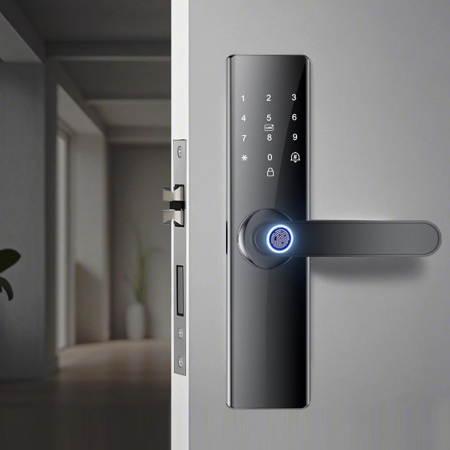 Yala Inteligenta Smart cu Amprenta, Cod PIN, Card IC si Aplicatie - Incuietoare Electronica WiFi/Bluetooth, Control Acces, Negru [7]