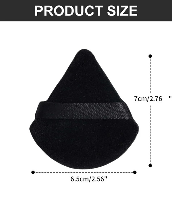 Burete triunghiular pentru pudra sau fond de ten , powder puff, reutilizabil, Negru [4]