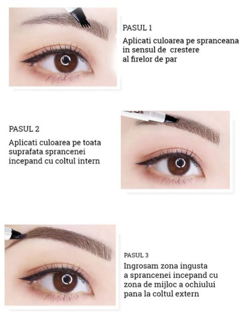 Creion pentru sprancene, Long Lasting si Waterproof, cu efect de microblanding, Maro Inchis [2]