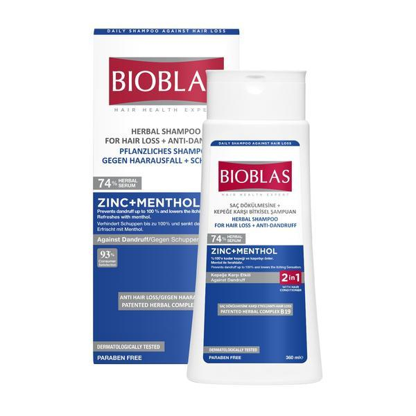 Sampon cu Zinc si Menthol, Impotriva Caderii Parului si Anti-Matreata, 2IN1, Bioblas Botanic Oils, 360 ml [1]