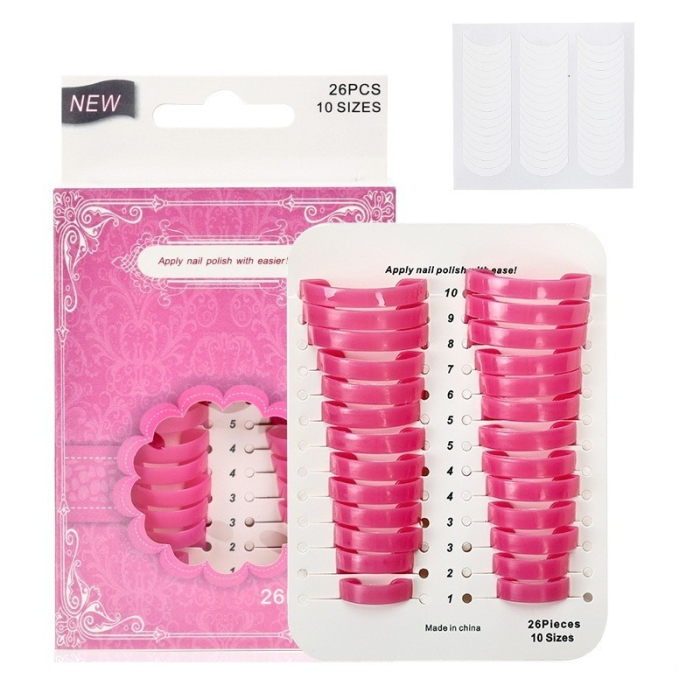 Set 26 buc Sabloane Reutilizabile pentru Aplicare Oja, 10 Marimi, Roz + Sabloane French [7]