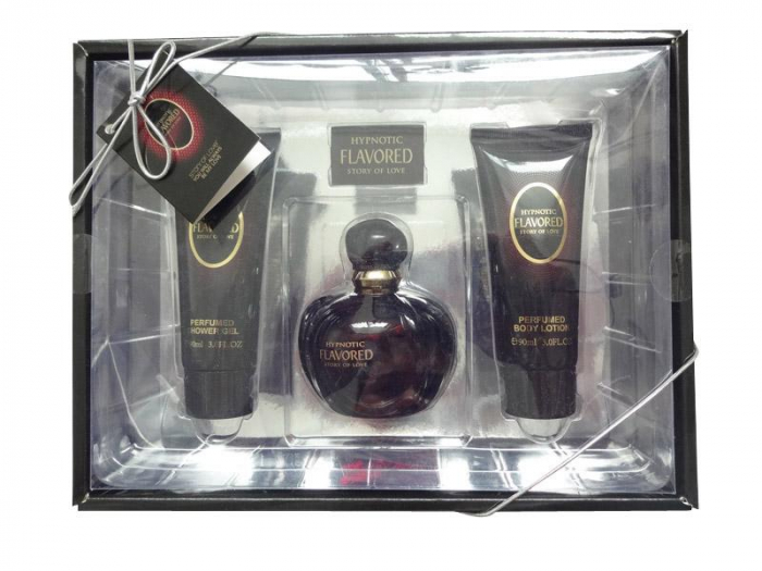 Set Cadou pentru femei, 3 piese cu Parfum, body lotion si shower gel, Hypnotic Flavored [1]