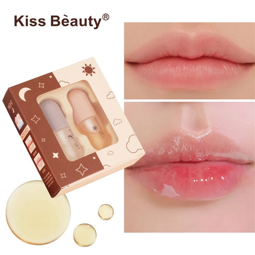 Set Luciu pentru marirea buzelor si hidratare intensa, Lip Plumper Kiss Beauty, Day And Night, 2 bucati x 3ml [3]