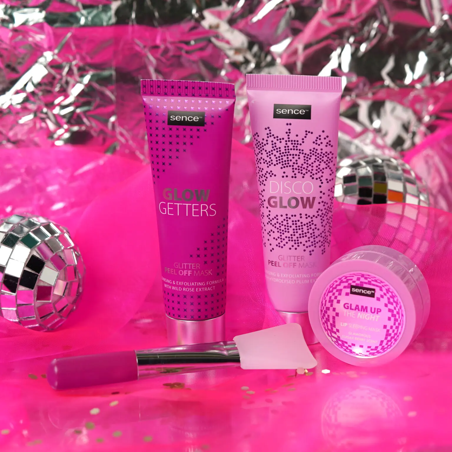 Set pentru ingrijirea tenului cu 2 Mastii Peel Of, Masca Buze si Pensula Silicon, Night Fever Glam, Sence [4]