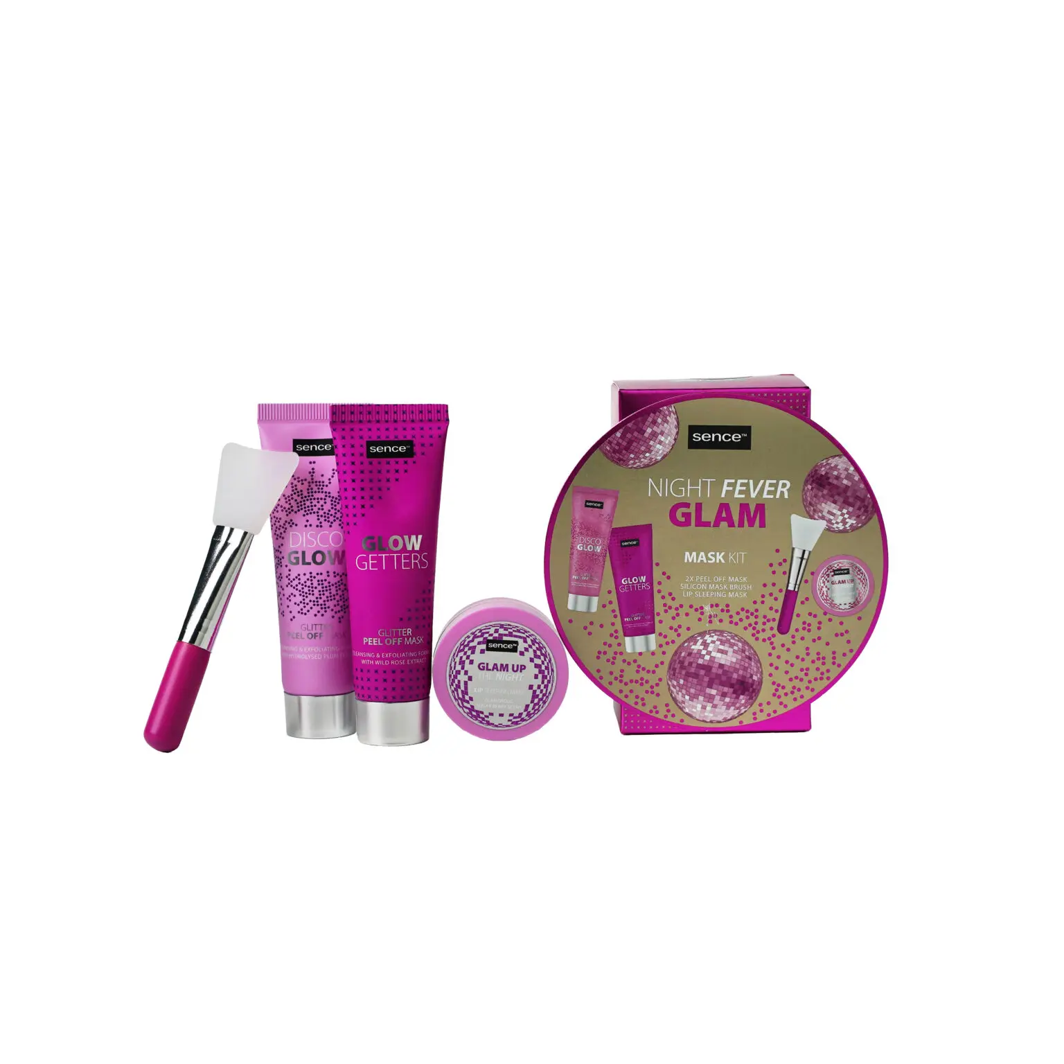 Set pentru ingrijirea tenului cu 2 Mastii Peel Of, Masca Buze si Pensula Silicon, Night Fever Glam, Sence [1]