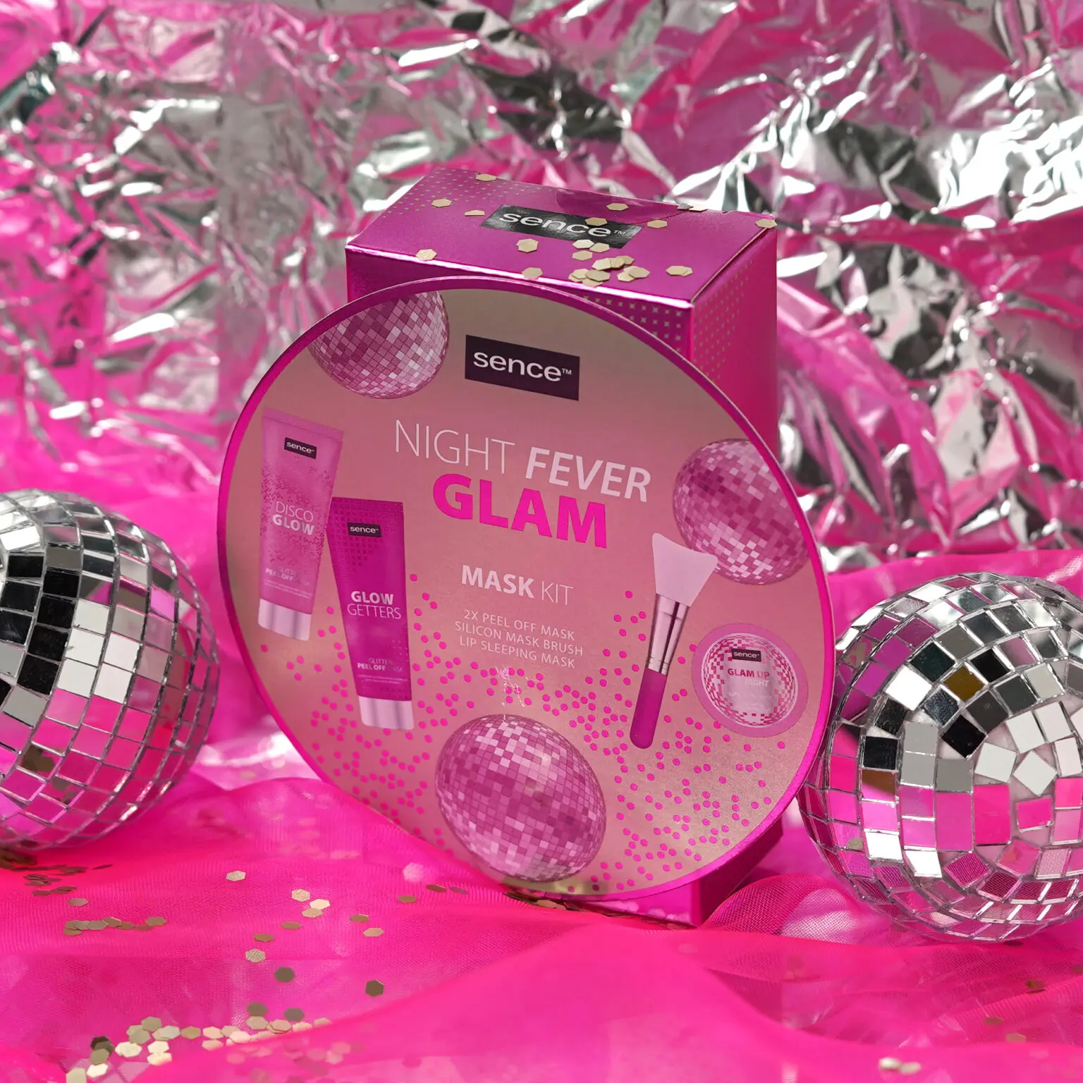 Set pentru ingrijirea tenului cu 2 Mastii Peel Of, Masca Buze si Pensula Silicon, Night Fever Glam, Sence [2]