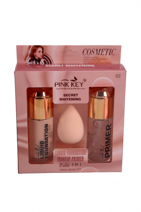 Set Fond de ten, Primer si Buretel, Secret Whitening High Quality, SPF30 [6]