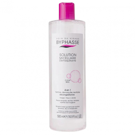 Ingrijirea tenului - Apa Micelara Clear Skin 4 in 1, pentru Piele Uscata si Sensibila, Byphasse, 500ml