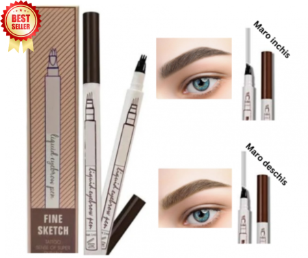 Creion pentru sprancene, Long Lasting si Waterproof, cu efect de microblanding, Maro Inchis [3]