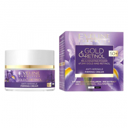 Ingrijirea tenului - Crema de fata pentru zi si noapte, antiirid si regeneratoare,  Gold si Retinol,  50+,  50 ml, Eveline Cosmetics