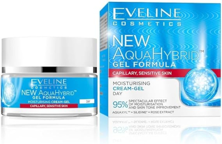 SKINCARE - Crema-gel ultra-hidratanta, Pentru ten Uscat si Sensibil, Eveline New Aqua Hybrid, 50 ml