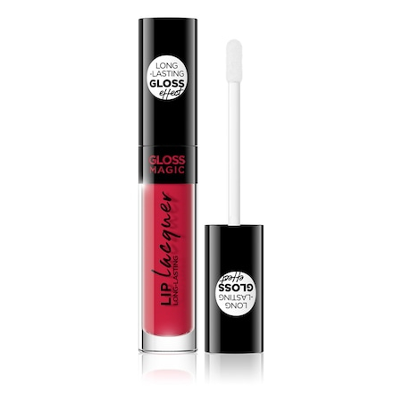 LIP GLOSS/ LUCIU DE BUZE - Luciu de buze Lip Lacquer Magic Gloss Long Lasting, 09 Vibrant Red-Rose, Eveline Cosmetics,  4.5 ml