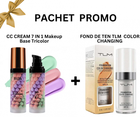 SETURI - Pachet Promo - Fond de Ten TLM Color Changing si CC CREAM 7IN1, Makeup Base Tricolor
