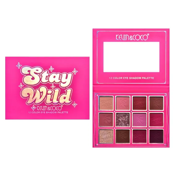 PALETE - Paleta farduri cu 12 culori pigmentate, mate si sidefate, Stay Wild, KEVIN & COCO