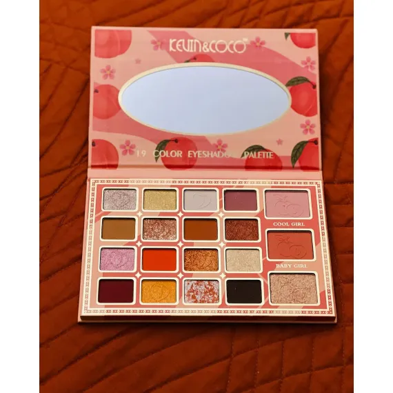 Paleta farduri cu 19 culori pigmentate, mate si sidefate, Peach, KEVIN & COCO [2]
