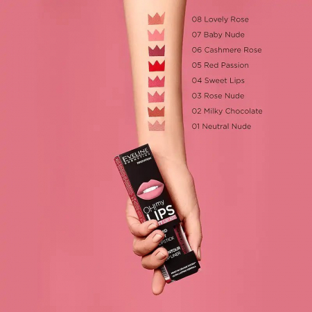 Ruj lichid mat + Creion, Matt Lip Kit Oh! My lips 02 ,Eveline Cosmetics [1]