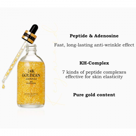 Ser Antirid cu Foite Aur 24K si Acid Hialuronic, 99.9% Pure Gold,  Goldzan By SkinNature, 100 ml [9]