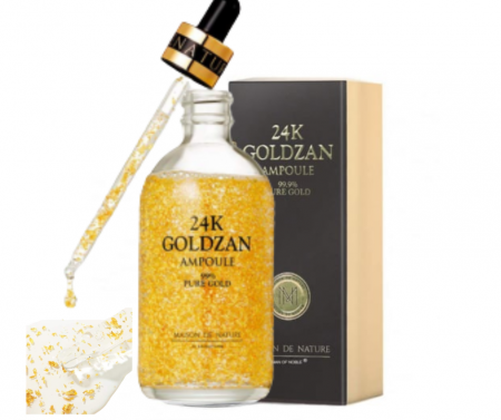 Ser Antirid cu Foite Aur 24K si Acid Hialuronic, 99.9% Pure Gold,  Goldzan By SkinNature, 100 ml [10]