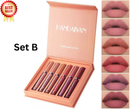 MACHIAJ - Set 6 Rujuri Mate Rezistente, Matte Liquid Lipstick, Handaiyan