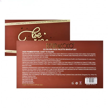 Paleta Farduri cu 32 Culori Pigmentate si Rezistente, Mate, Sidefate si Glitter, Be Mine, KEVIN & COCO [5]