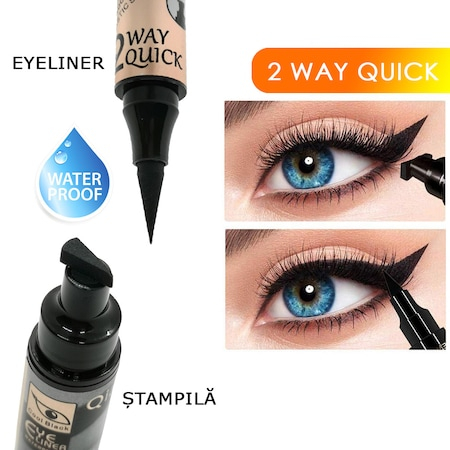 Tus/Eyeliner cu stampila, negru,  Qiaoanna [5]