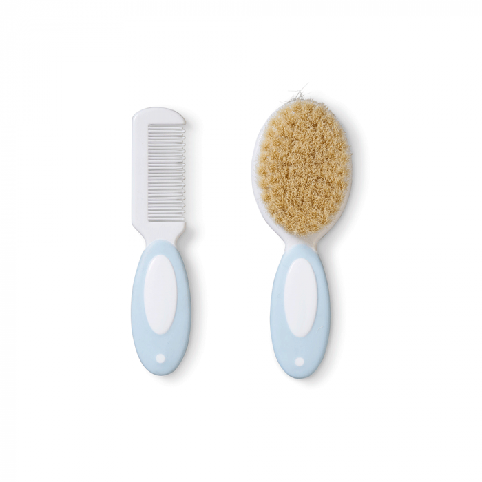 Set pieptene și perie cu peri naturali pentru bebelusi, Blue [1]