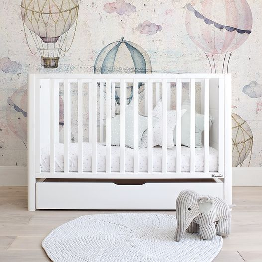 Patut din lemn pentru bebe, inaltime saltea reglabila, Smooth Alb 120x60 cm [4]