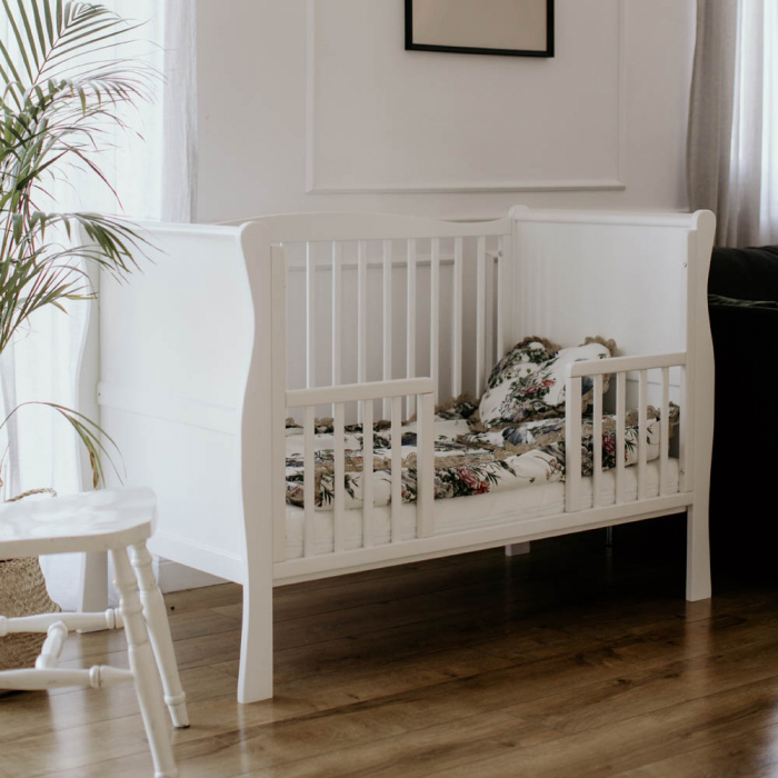 Patut din lemn pentru bebe, inaltime saltea reglabila, Noble Alb 120x60 cm [19]