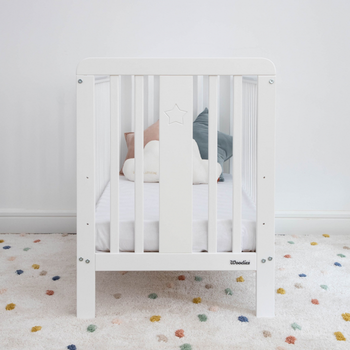 Patut din lemn pentru bebe, inaltime saltea reglabila, Star Baby Alb 120x60 cm [8]