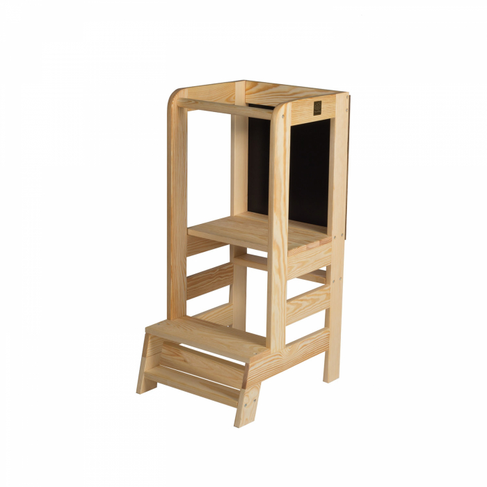 Inaltator Learning Tower Ajustabil cu tabla de scris, Ajutor de bucatarie MeowBaby®, lemn natur [8]