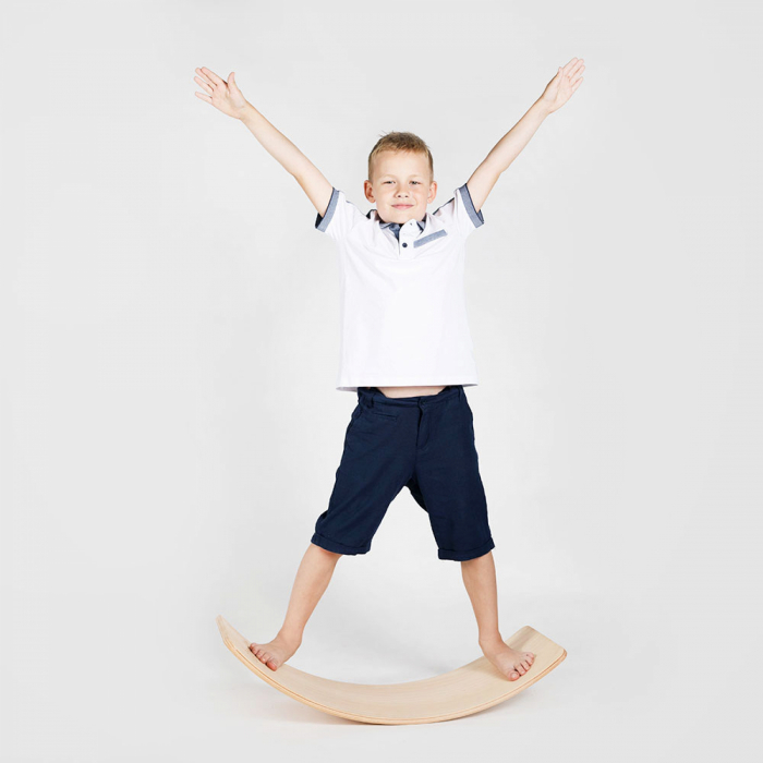 Balance board - Placa de echilibru din lemn natur pentru copii, MeowBaby® [24]