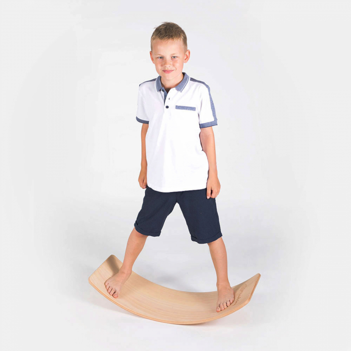 Balance board - Placa de echilibru din lemn natur pentru copii, MeowBaby® [30]